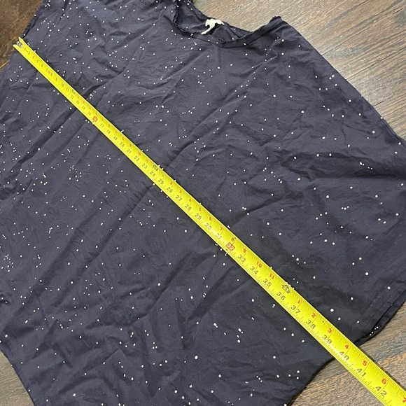 Eileen Fisher Top Organic Cotton Voile Splatter Print Black Boxy Kimono Large/XL - Picture 6 of 6